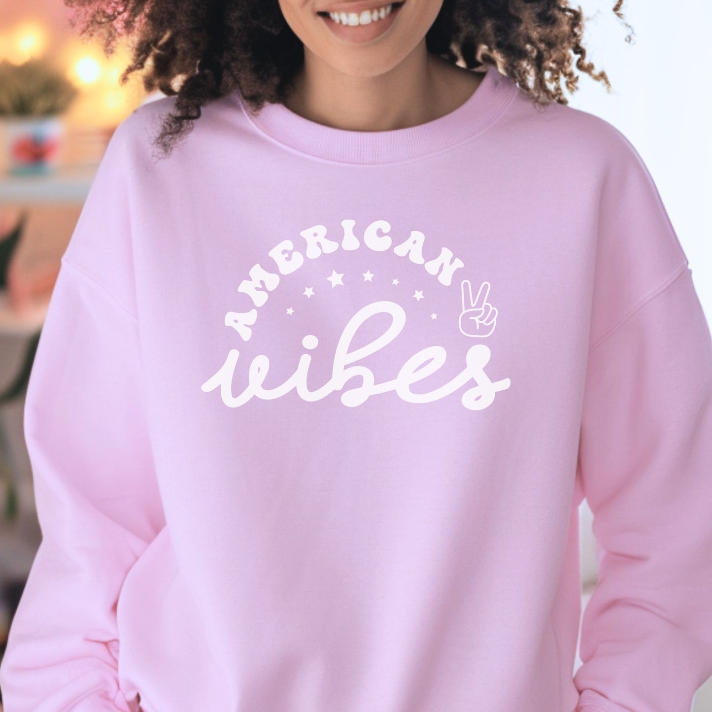American Vibes Women's Crewneck Soft Pink