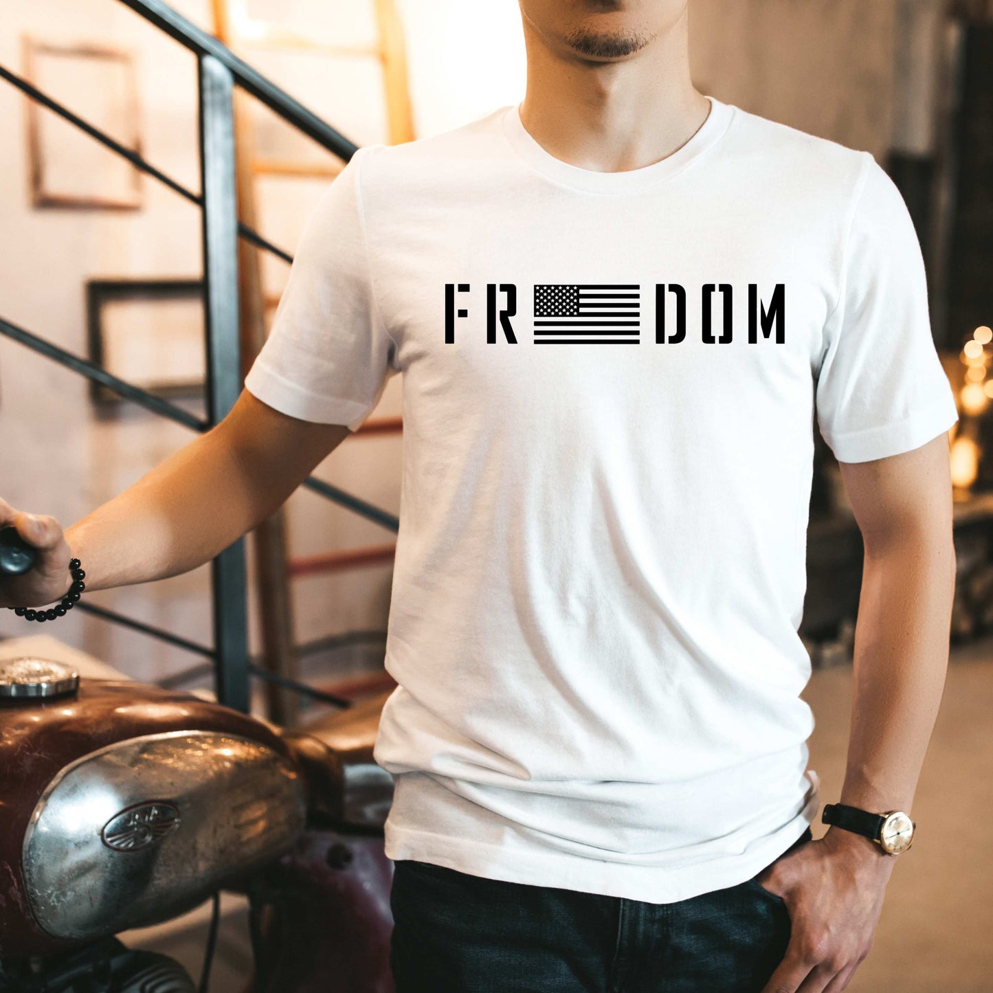 Freedom Men's Graphic T-Shirt White Color