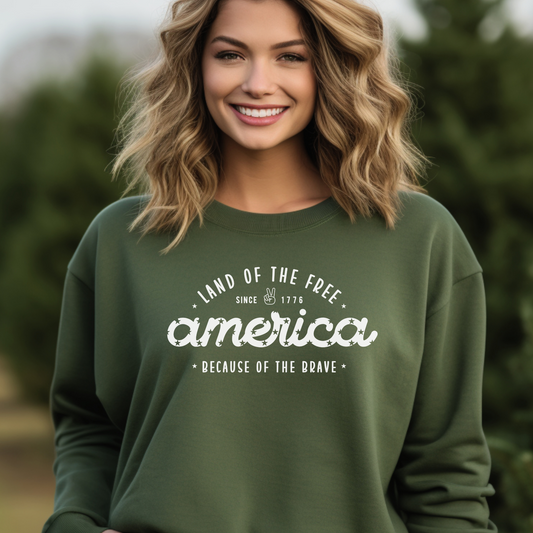 Land of the Free Because of the Brave Crewneck