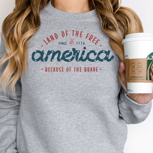 Land of the Free Women's Crewneck Athletic Gray