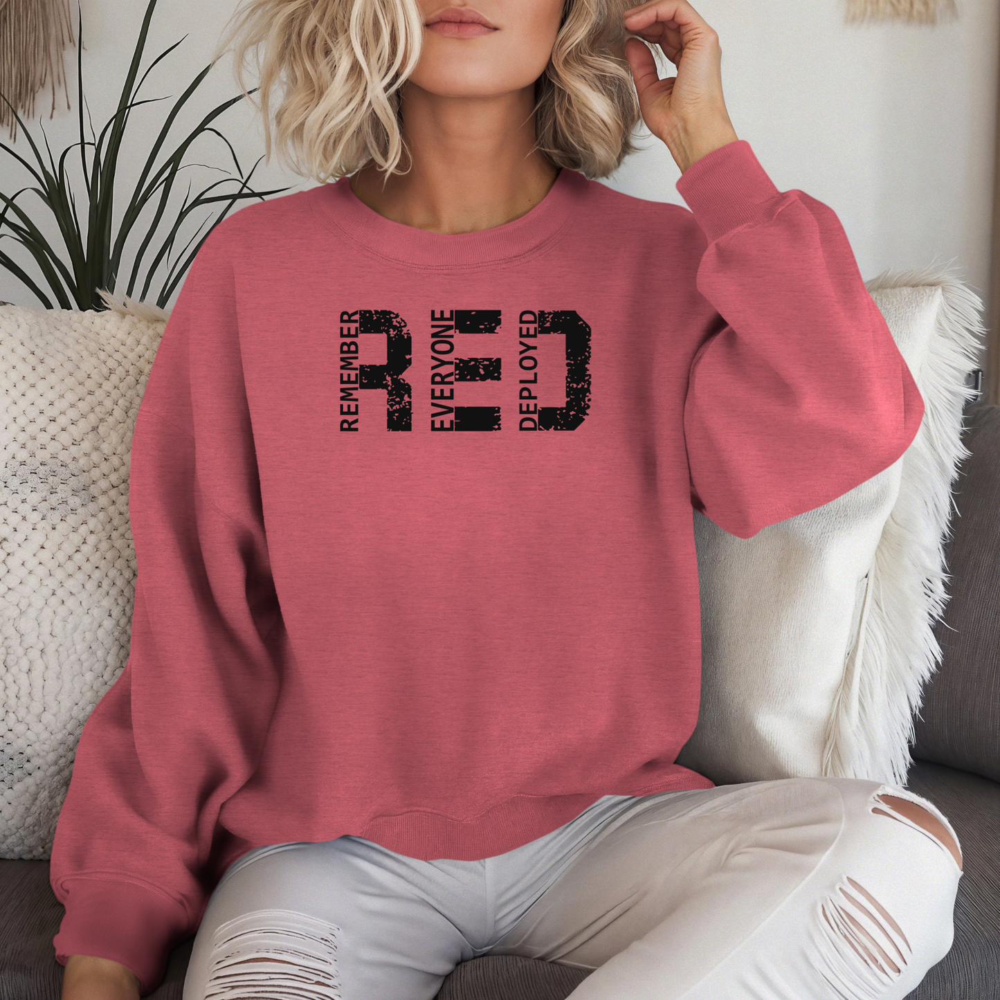 R.E.D. Remember Everyone Deployed Crewneck