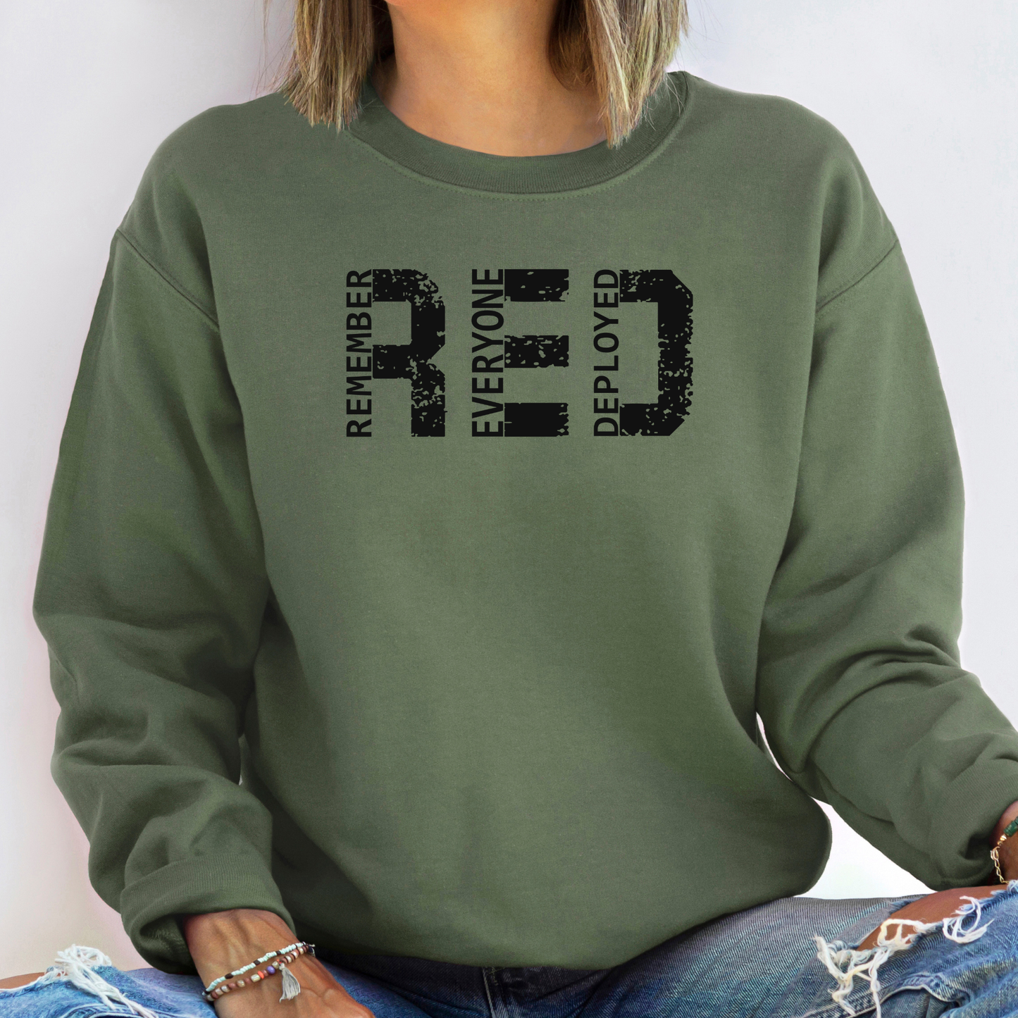 R.E.D. Remember Everyone Deployed Crewneck