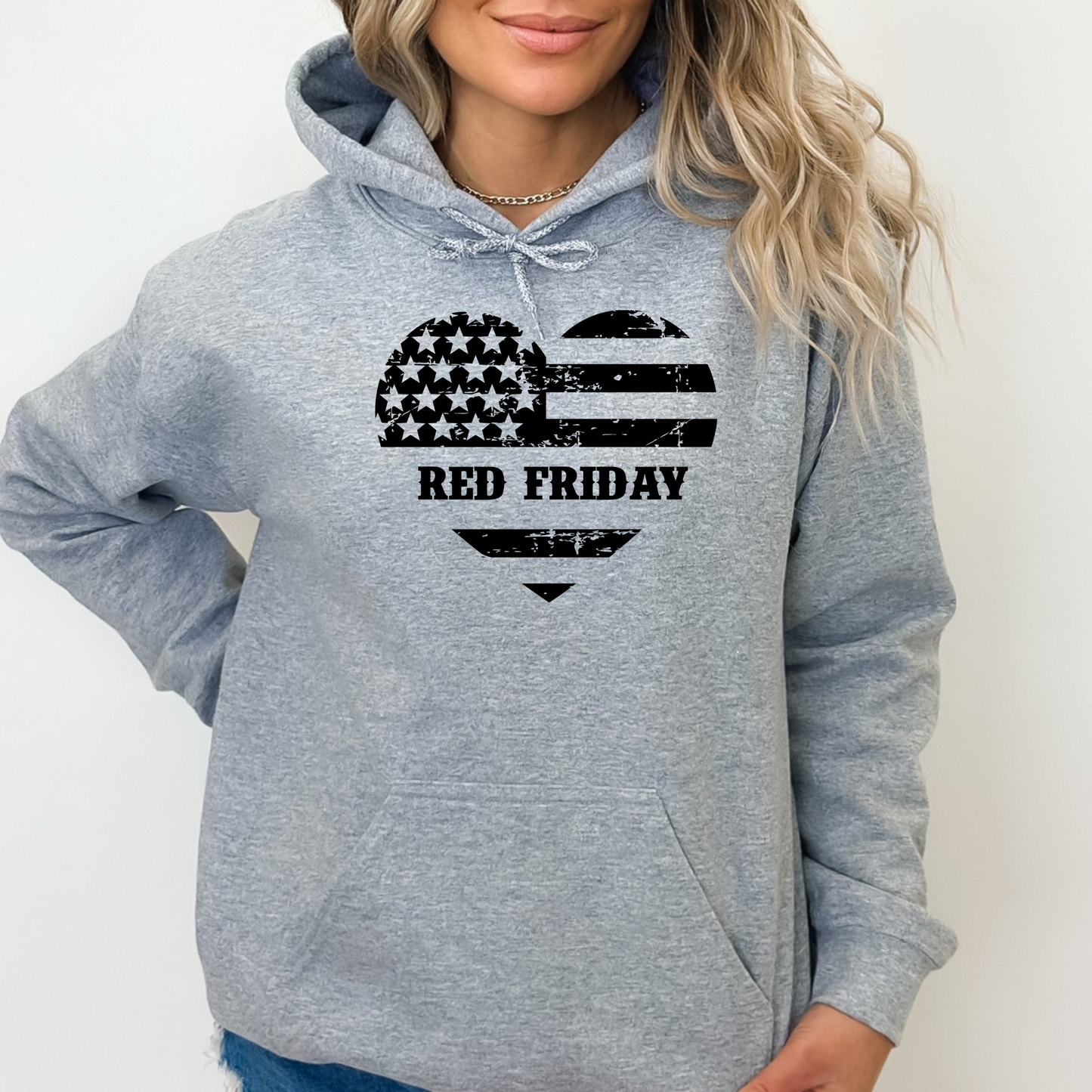 Red Friday Heart Flag Hoodie