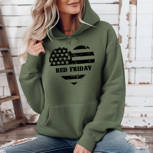 Red Friday Heart Flag Hoodie