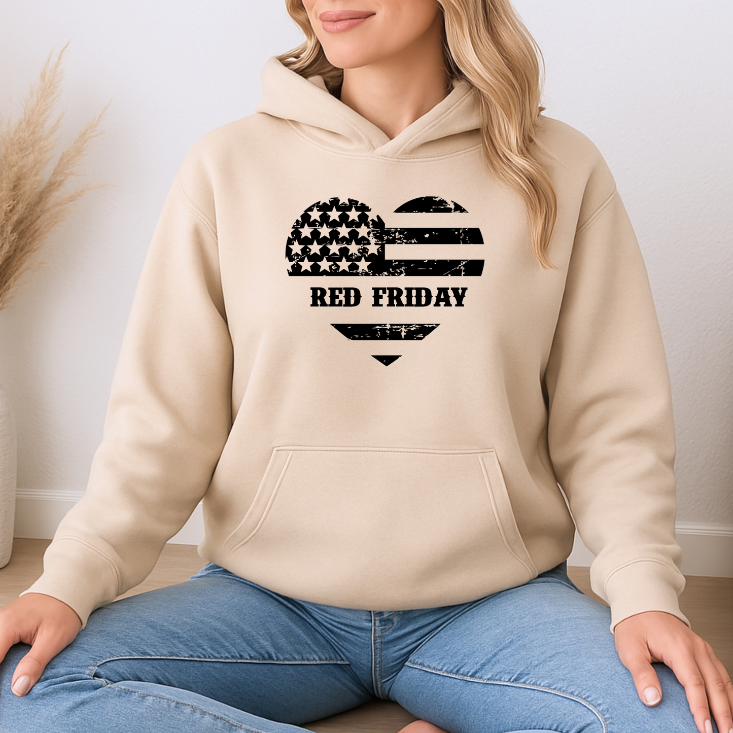 Red Friday Heart Flag Hoodie