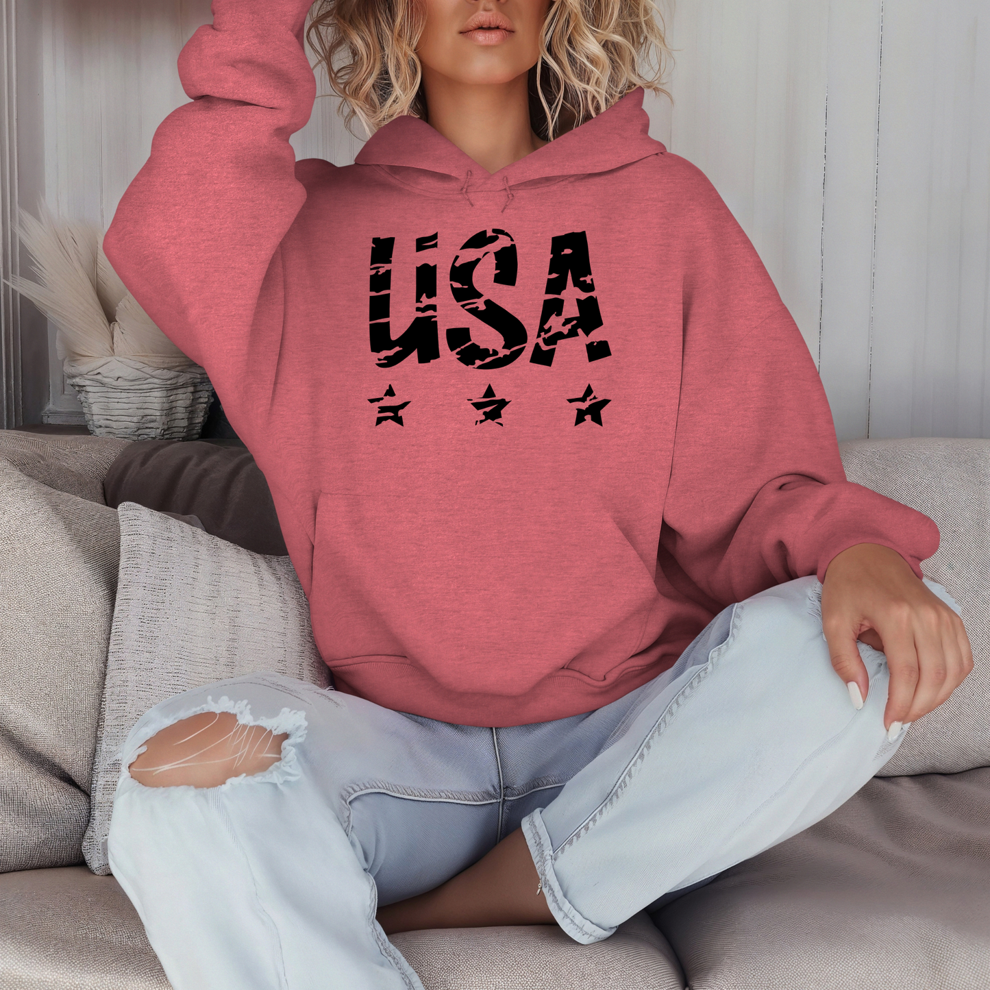 USA Distressed Stars Hoodie
