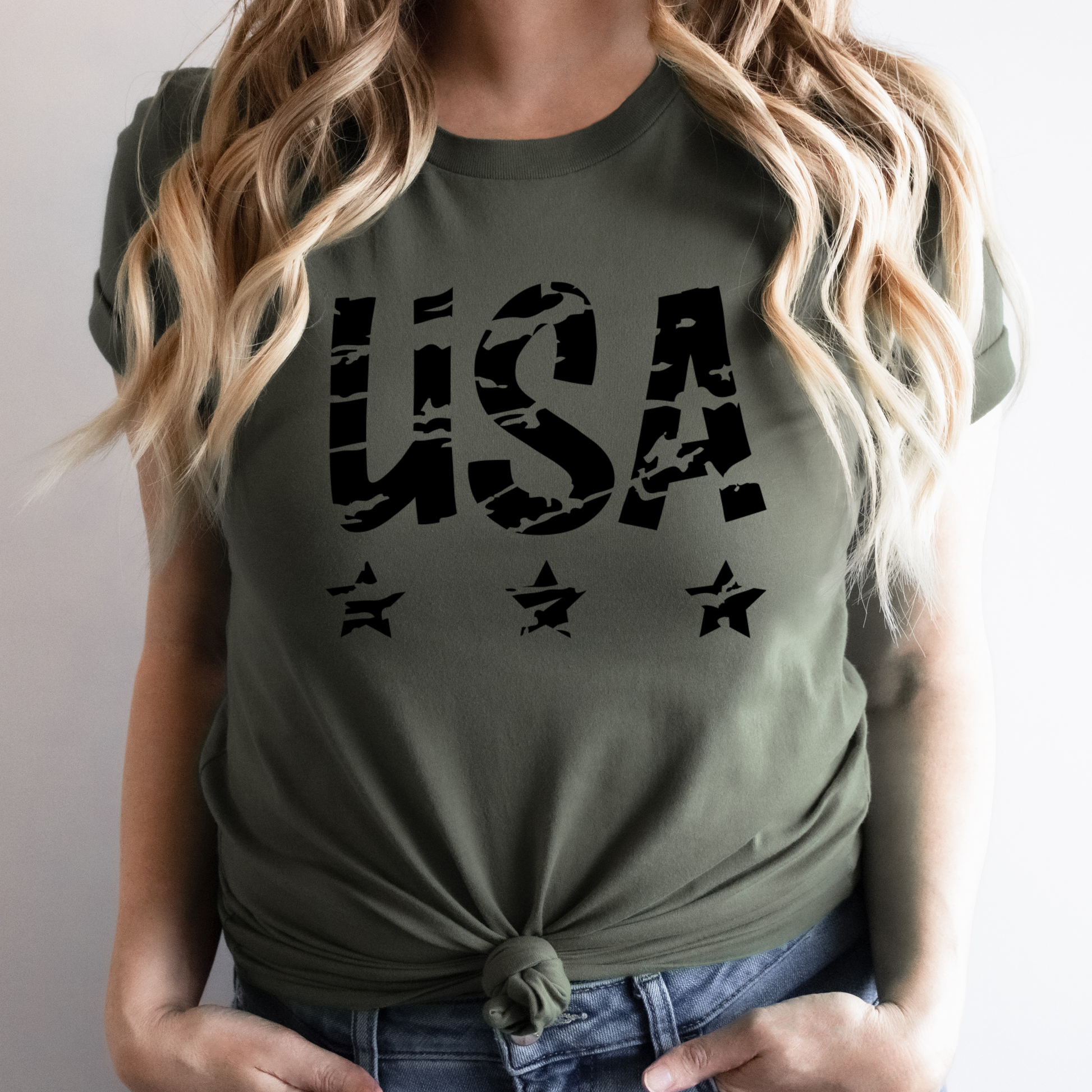 USA Military Green Women's Graphic T-shirt