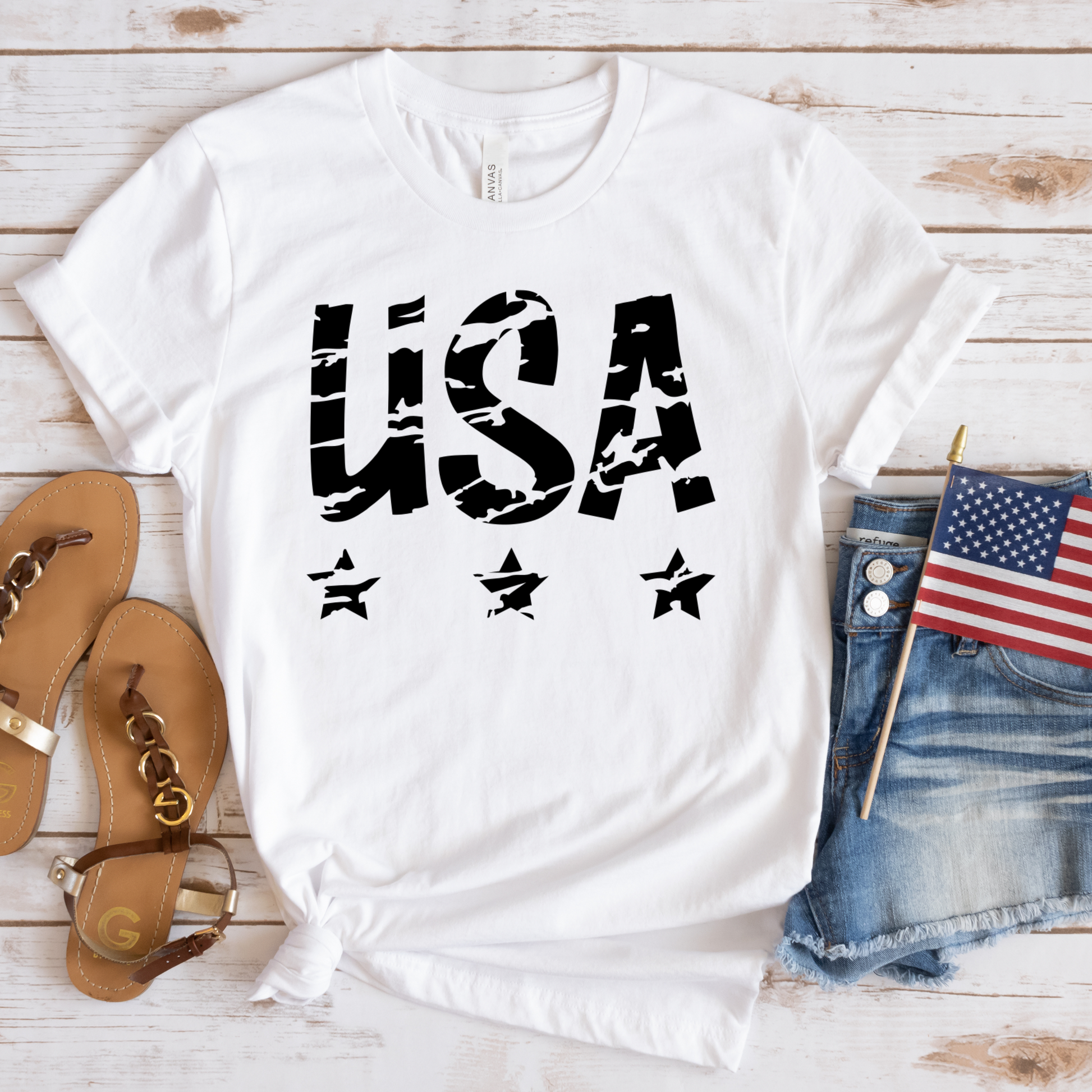 USA White Color Women's Graphic T-Shirt